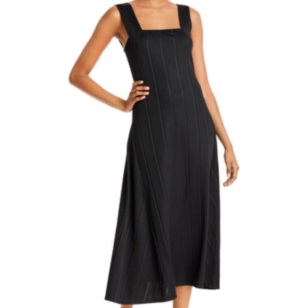 NWT Theory Black Square Paneled Midi Dress Size S